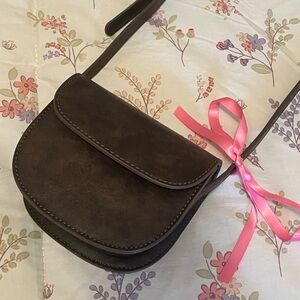 Brandy Melville Brown Crossbody Bag with Gold Hardware